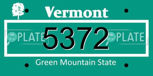 5372 Vermont License Plate