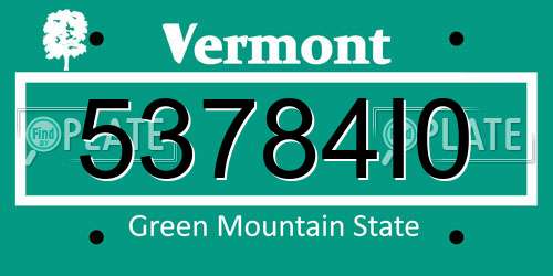 53784I0 Vermont License Plate