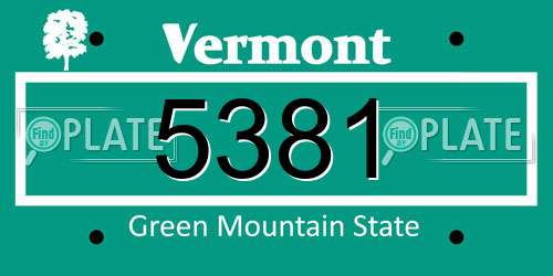 5381 Vermont License Plate