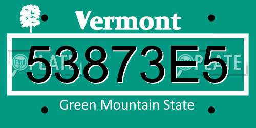 53873E5 Vermont License Plate
