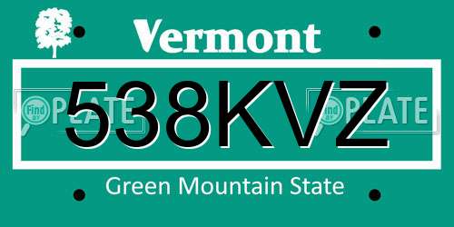538KVZ Vermont License Plate