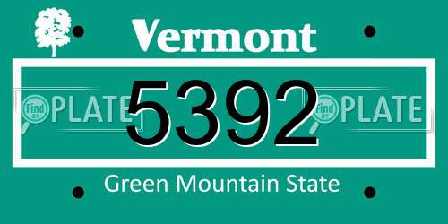 5392 Vermont License Plate