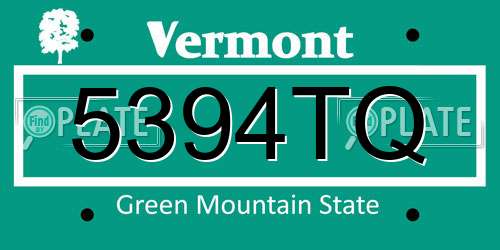 5394TQ Vermont License Plate