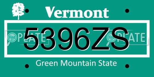 5396ZS Vermont License Plate