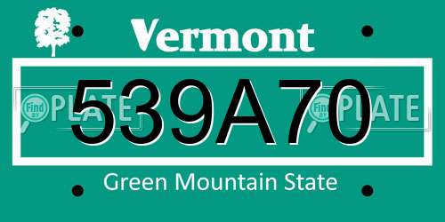 539A70 Vermont License Plate