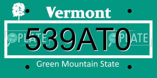 539AT0 Vermont License Plate