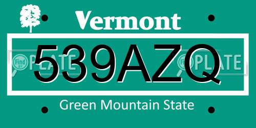 539AZQ Vermont License Plate