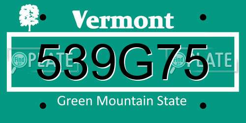 539G75 Vermont License Plate