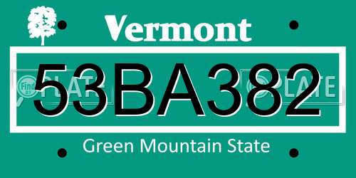 53BA382 Vermont License Plate