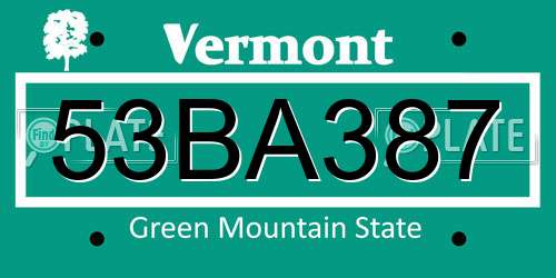 53BA387 Vermont License Plate