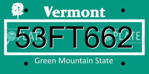 53FT662 Vermont License Plate
