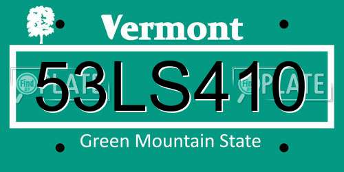 53LS410 Vermont License Plate