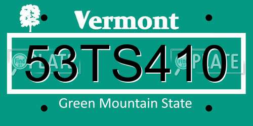 53TS410 Vermont License Plate
