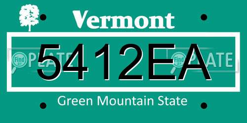 5412EA Vermont License Plate