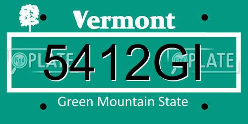 5412GI Vermont License Plate