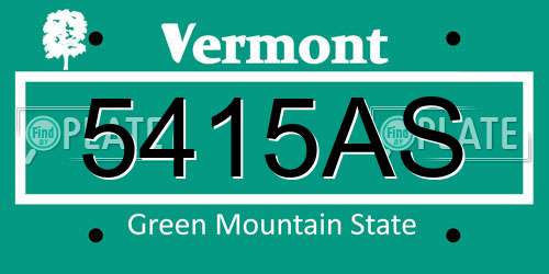5415AS Vermont License Plate