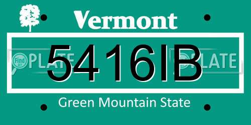 5416IB Vermont License Plate