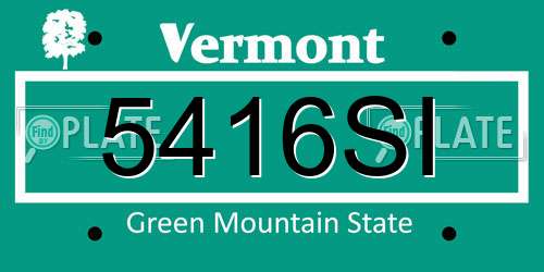 5416SI Vermont License Plate