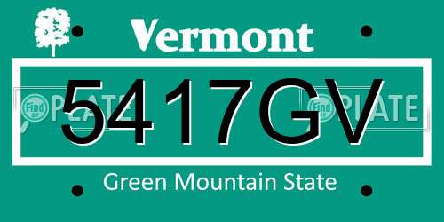 5417GV Vermont License Plate
