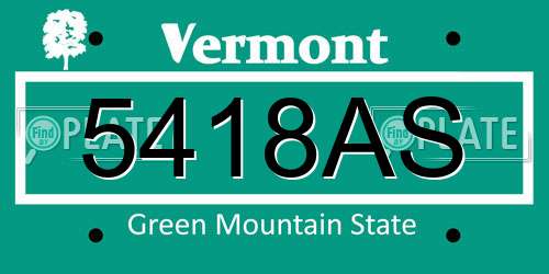 5418AS Vermont License Plate