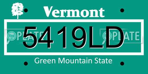 5419LD Vermont License Plate