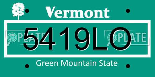5419LO Vermont License Plate
