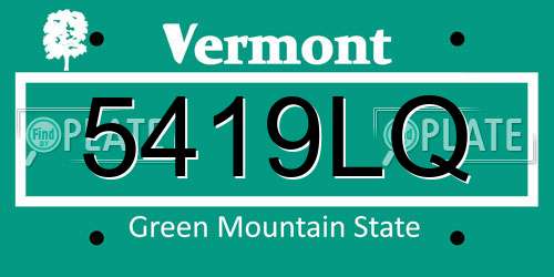 5419LQ Vermont License Plate