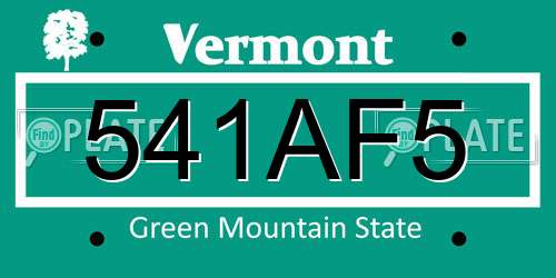 541AF5 Vermont License Plate