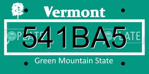 541BA5 Vermont License Plate