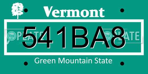 541BA8 Vermont License Plate