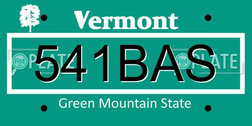 541BAS Vermont License Plate