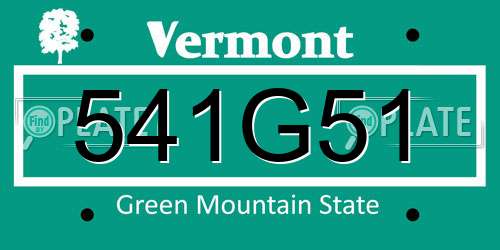 541G51 Vermont License Plate