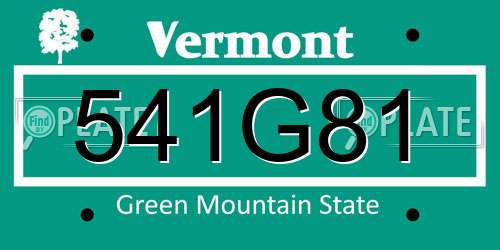 541G81 Vermont License Plate