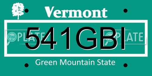 541GBI Vermont License Plate