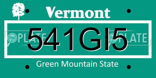 541GI5 Vermont License Plate