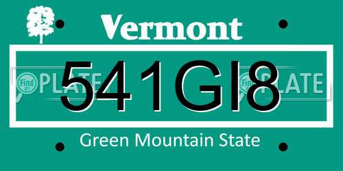 541GI8 Vermont License Plate