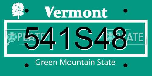 541S48 Vermont License Plate