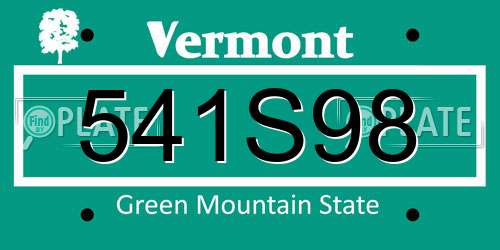 541S98 Vermont License Plate
