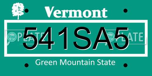 541SA5 Vermont License Plate