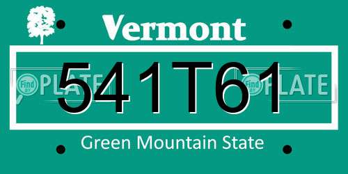 541T61 Vermont License Plate