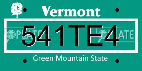 541TE4 Vermont License Plate