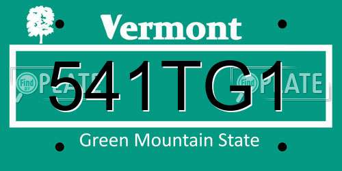 541TG1 Vermont License Plate