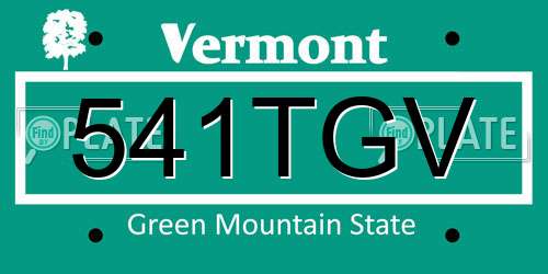 541TGV Vermont License Plate