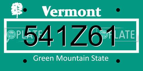 541Z61 Vermont License Plate