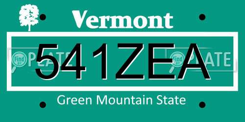 541ZEA Vermont License Plate