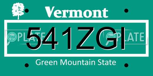 541ZGI Vermont License Plate