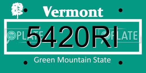 5420RI Vermont License Plate