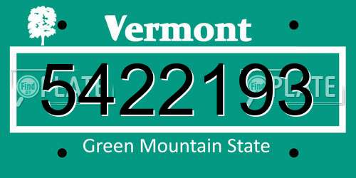 5422193 Vermont License Plate