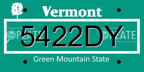 5422DY Vermont License Plate