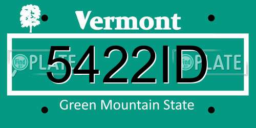 5422ID Vermont License Plate